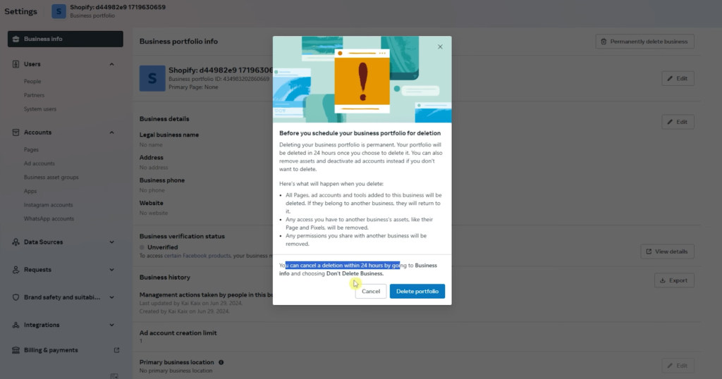 How To Delete Business Portfolio On Facebook 