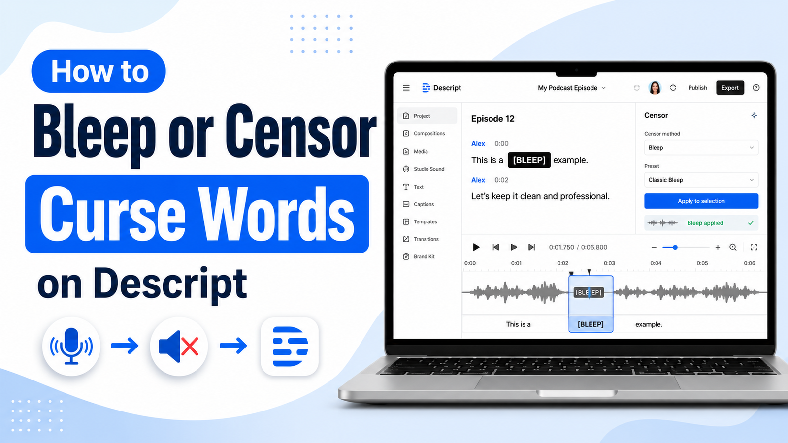 How To Bleep Or Censor Curse Words On Descript